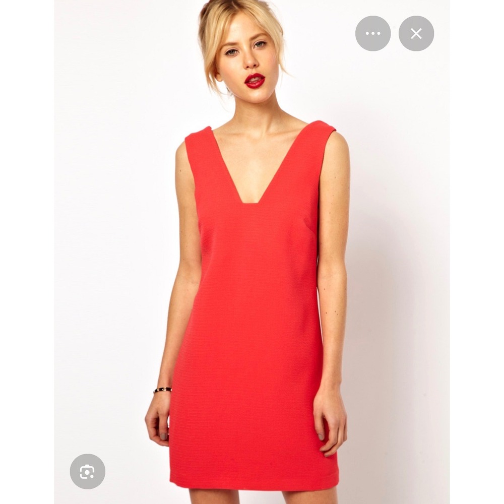 A22 ASOS Red Deep V-Neck‎ Sleeveless Mini Dress Size 6 Cocktail Party Night Out